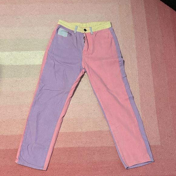 Pastel Color Block Pants - Picture 1 of 3